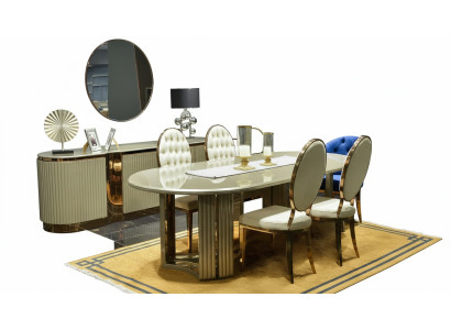 Luxus Esszimmer Essgruppe Essecke Esstisch Stühle Beige Set 9tlg Holz