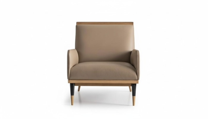 Sessel Einsitzer Sitzer Luxus Clubsessel Beige Kunstleder Wohnzimmer