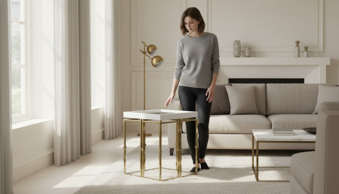 Beistelltisch Couchtisch Kaffeetisch Sofatisch Tisch Wohnzimmer Gold