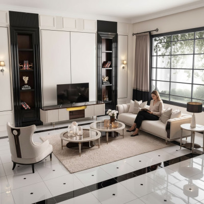 Wohnzimmer Gruppe Dreisitzer Sessel Stoffsofa 6tlg Beige Couchtische