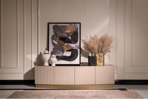 Sideboard Anrichte Schrank Holzschrank Holz Beige Wohnzimmer
