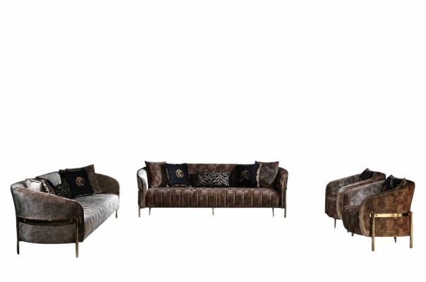 Sofagarnitur Dreisitzer Sessel Beige Stoffsofa Polstersofa Sofa Modern