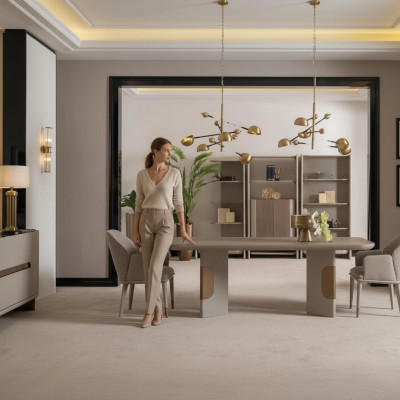 Essgruppe Esszimmer Garnitur Essecke Esstisch Stühle Set 7tlg Beige
