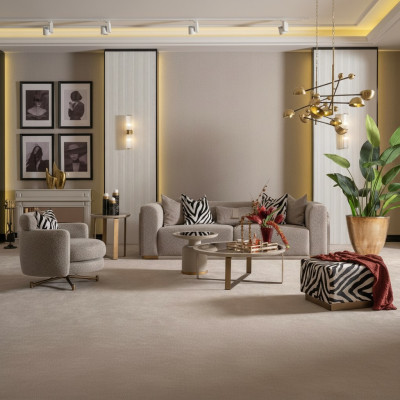 Sofagarnitur Viersitzer Sessel Stoffsofa Couchtische Grau Set 6tlg