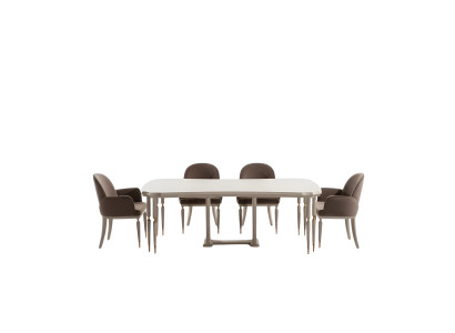 Essgruppe Essecke Esstisch Stühle Set 7tlg Esszimmer Beige Holz Design