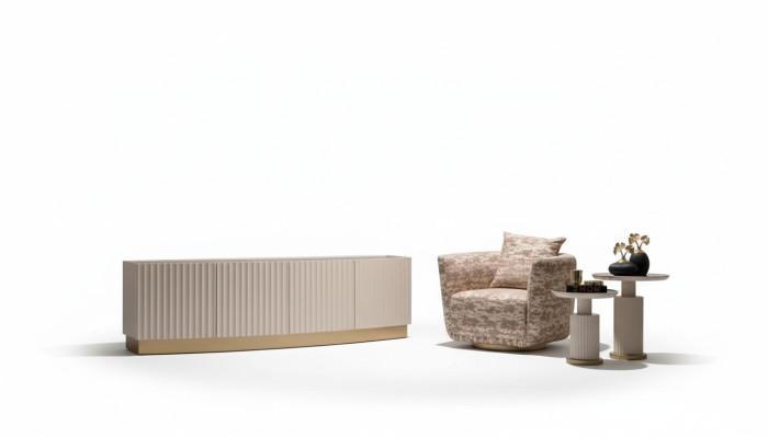 Wohnzimmer Komplette Sessel Sideboard Beistelltische Set 4tlg Beige
