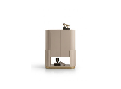 Barschrank Schrank Holzschrank Holz Bar Beige Getränke Wohnzimmer