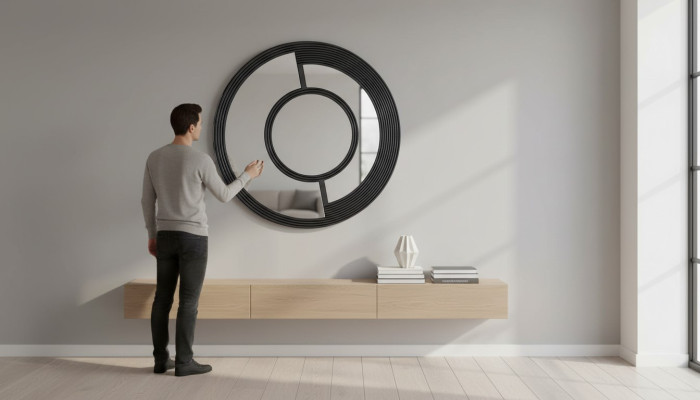 Wandspiegel Rund Speigel Dekorative Modern Design Wohnzimmer Schwarz