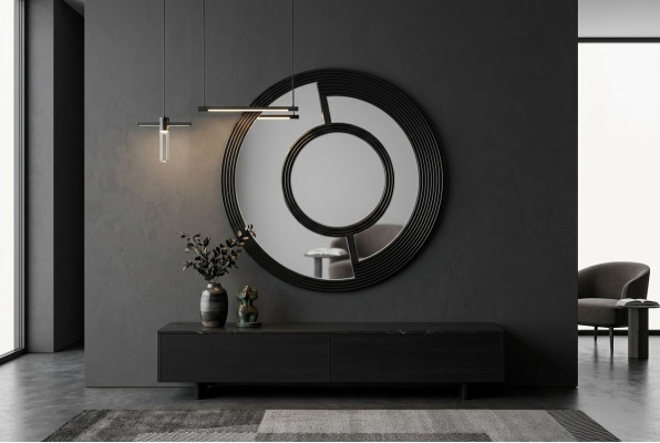 Wandspiegel Rund Speigel Dekorative Modern Design Wohnzimmer Schwarz