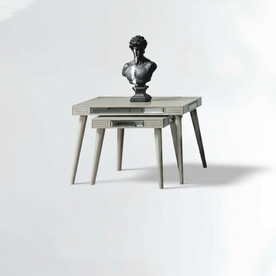 Gruppe Beistelltische 2tlg Kaffeetische Sofatische Silber Wohnzimmer