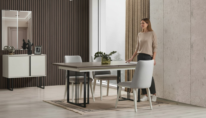Essecke Essgruppe Weiß Esszimmer Gruppe Esstisch Stühle 7tlg Holz