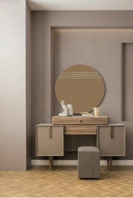 Schminktisch Konsolentisch Frisiertisch Holz Grau Spiegel Schlafzimmer