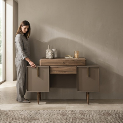 Schminktisch Frisiertisch Konsolentisch Holz Grau Schlafzimmer Kommode