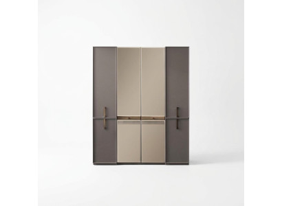 Kleiderschrank Schlafzimmerschrank Schrank Holzschrank Grau Spiegel