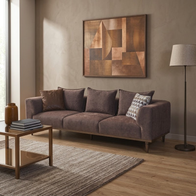 Viersitzer Sofa 4 Sitzer Couch Braun Stoffsofa Polstersofa Moderne