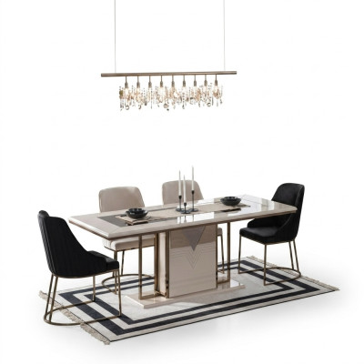 Essecke Essgruppe Esszimmer Esstisch Stühle Set 7tlg Luxus Weiß Modern