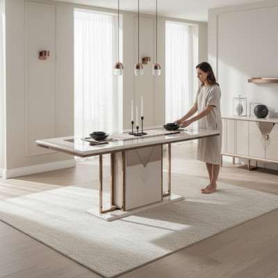 Luxus Esstisch Esszimmertisch Tisch Esszimmer Modern Holz Weiß 200cm