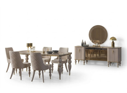 Beige Essgruppe Designer Esszimmer Möbel Esstisch Stühle Sideboard 9tlg