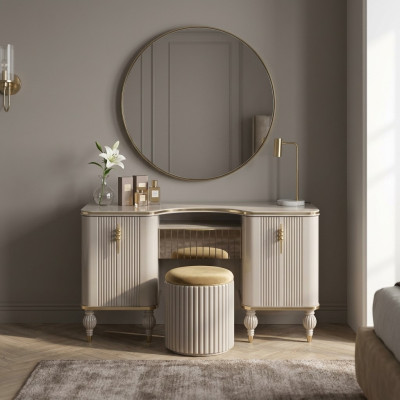 Beiger Kosmetiktisch Designer Schminktisch Schlafzimmer Exklusive Möbel