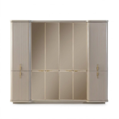 Beiger Kleiderschrank Garderobenschrank Schlafzimmer Holzschrank Möbel