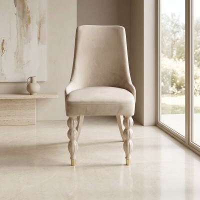 Moderne Esszimmerstühle Designer Küchenstühle x6 Beige Polsterstühle