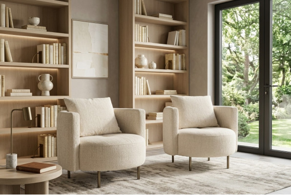 Beiger Textil Sessel Designer Clubsessel Cocktailsessel Polster Möbel