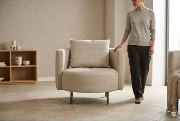 Stoffsessel Sessel Cocktailsessel Einsitzer Beige Designer Sitzer Neu