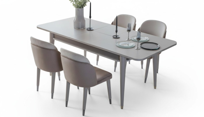  Luxuriöser Auszihbarer Tisch Designer Moderne Esszimmer Textil Stühle