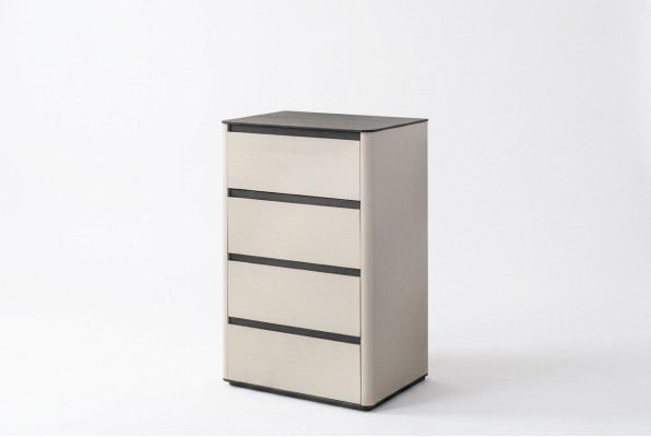 Beige Holz Kommode 4-türiger Holzschrank Schlafzimmer Edler Anbauschrank