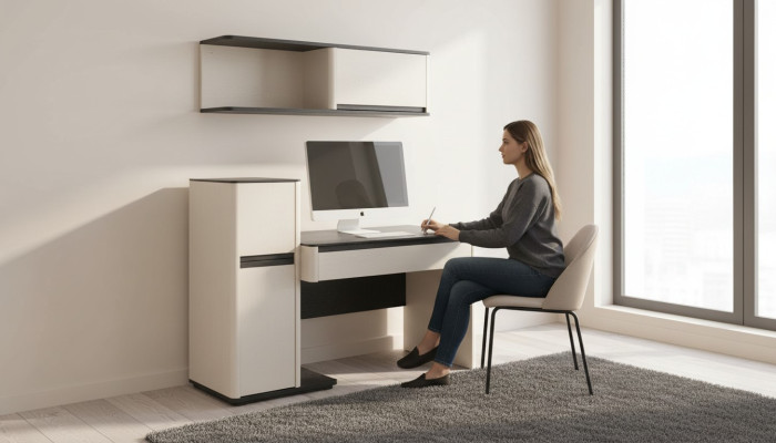 Weißer Moderner Schreibtisch Designer Kinder Computertisch Wandschrank