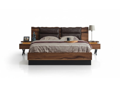  Schlafzimmer Holzgarnitur Robustes Bett 2x Nachttische 3tlg. Luxus Set