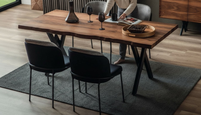 Brauner Holz Esszimmertisch Robuste Esstische Holztische Luxus Möbel