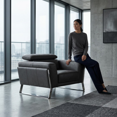 Wohnzimmer Schwarzer Sessel Clubsessel Relaxsessel Metall Einsitzer Neu