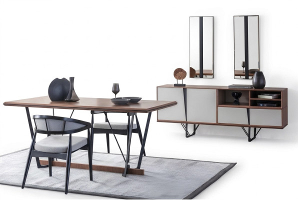 Garnitur Esszimmer Esstisch Anrichte Esszimmertisch Braun Set 2tlg