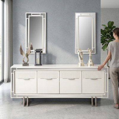 Anrichte Sideboard Weiß Schrank Kommode Holzschrank Holz Esszimmer