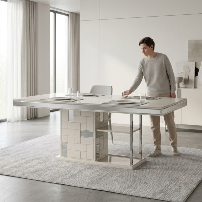Luxus Esszimmertisch Esstisch Tisch Esszimmer Möbel Essecke Holz Weiß