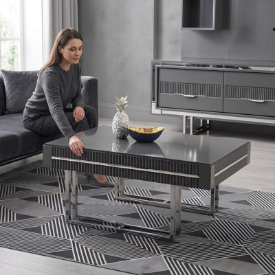 Sofatisch Kaffeetisch Couchtisch Beistelltisch Holz Grau Tisch Moderne
