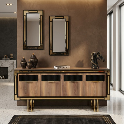 Holzschrank Anrichte Sideboard Braun Schrank Kommode Holz Esszimmer