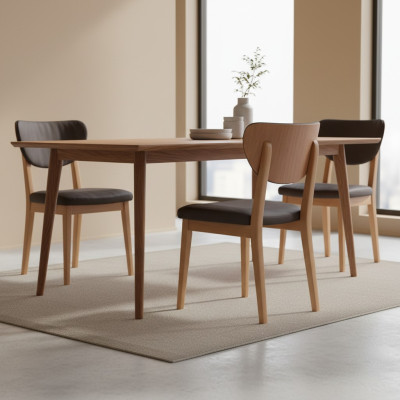 Küchenstuhl Holzstuhl Esszimmerstuhl Braun Holz Klassischе Stuhl Stoff