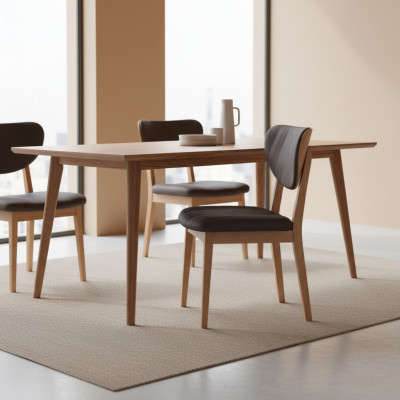Esszimmerstühle Garnitur Holzstühle Küchenstühle Stoff 4tlg Braun Holz