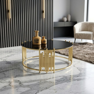 Wohnzimmer Couchtisch Tisch Kaffeetisch Beistelltisch Gold Sofatisch