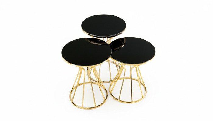 Gruppe Beistelltische Kaffeetische Sofatische 3tlg Couchtische Gold