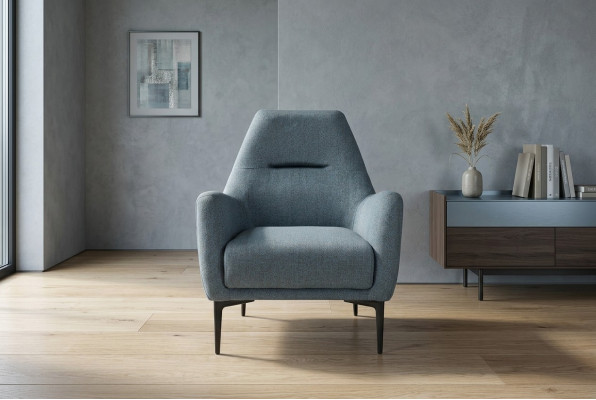 Sessel Ohrensessel Stoffsessel Grau Polster Wohnzimmer Einsitzer Sitz