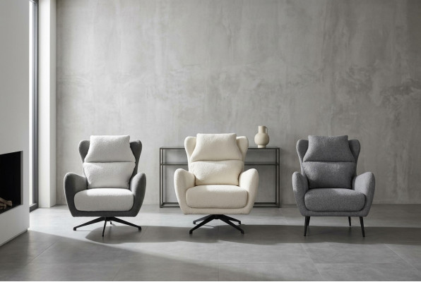 Stoffsessel Sessel Ohrensessel Beige Polster Wohnzimmer Einsitzer Sitz