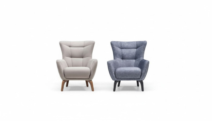 Wohnzimmer Einsitzer Sessel Ohrensessel Stoffsessel Grau Polster Sitz