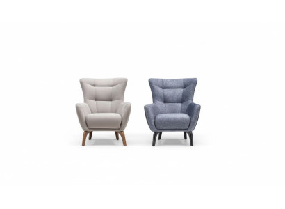 Wohnzimmer Einsitzer Sessel Ohrensessel Stoffsessel Grau Polster Sitz