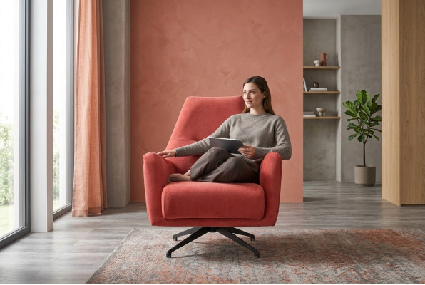 Wohnzimmer Sessel Ohrensessel Stoffsessel Rot Polster Einsitzer Sitz