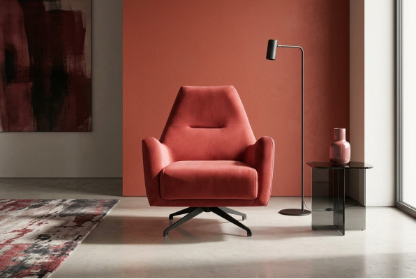 Wohnzimmer Sessel Ohrensessel Stoffsessel Rot Polster Einsitzer Sitz