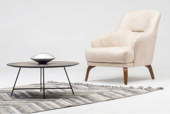 Sessel Wohnzimmer Ohrensessel Stoffsessel Beige Polster Einsitzer Sitz
