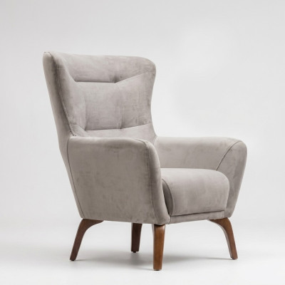 Ohrensessel Sessel Wohnzimmer Stoffsessel Grau Polster Einsitzer Sitz